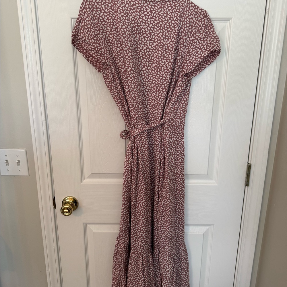 Abercrombie & Fitch Mauve Patterned Midi Wrap Dress - Picture 3 of 4